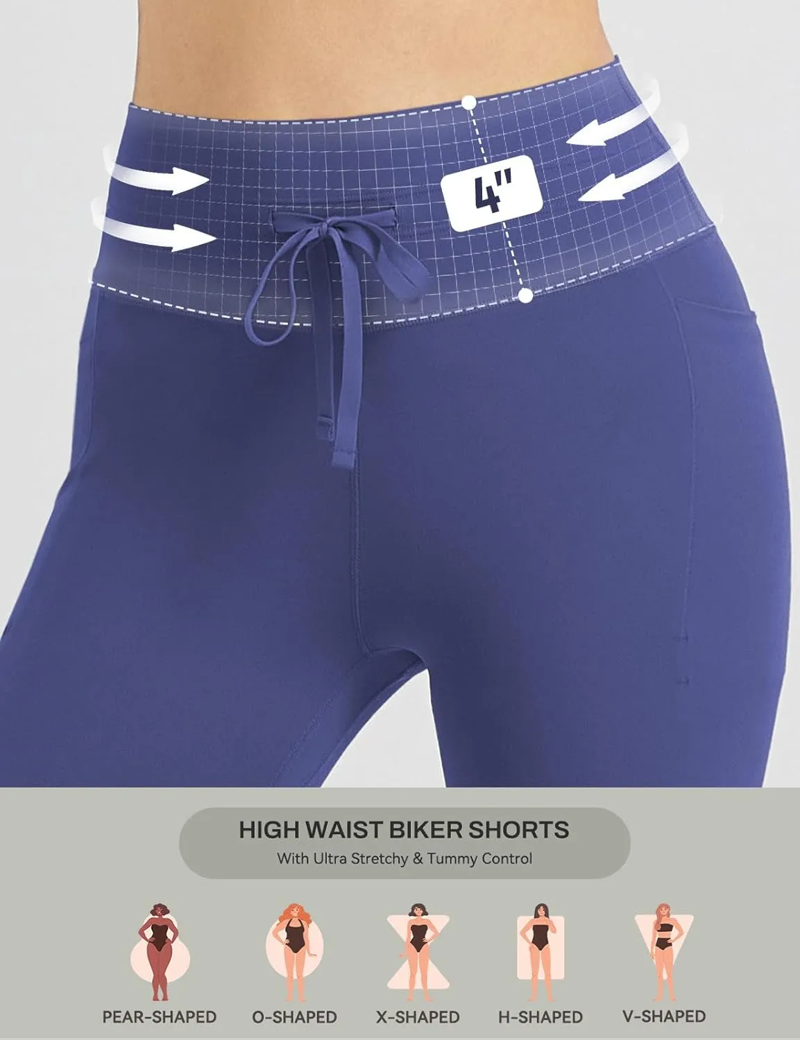 baleaf Women 8" Biker Shorts with Pockets, High Waisted Workout Short Tummy Control Yoga Gym Spandex Running Volleyball