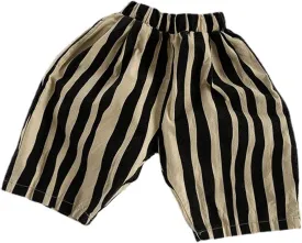 Boy's Classic Casual Pull on Pants Thin Cotton Stripe Elastics Waist Spring Summer Trousers Long Pants Youth Joggers