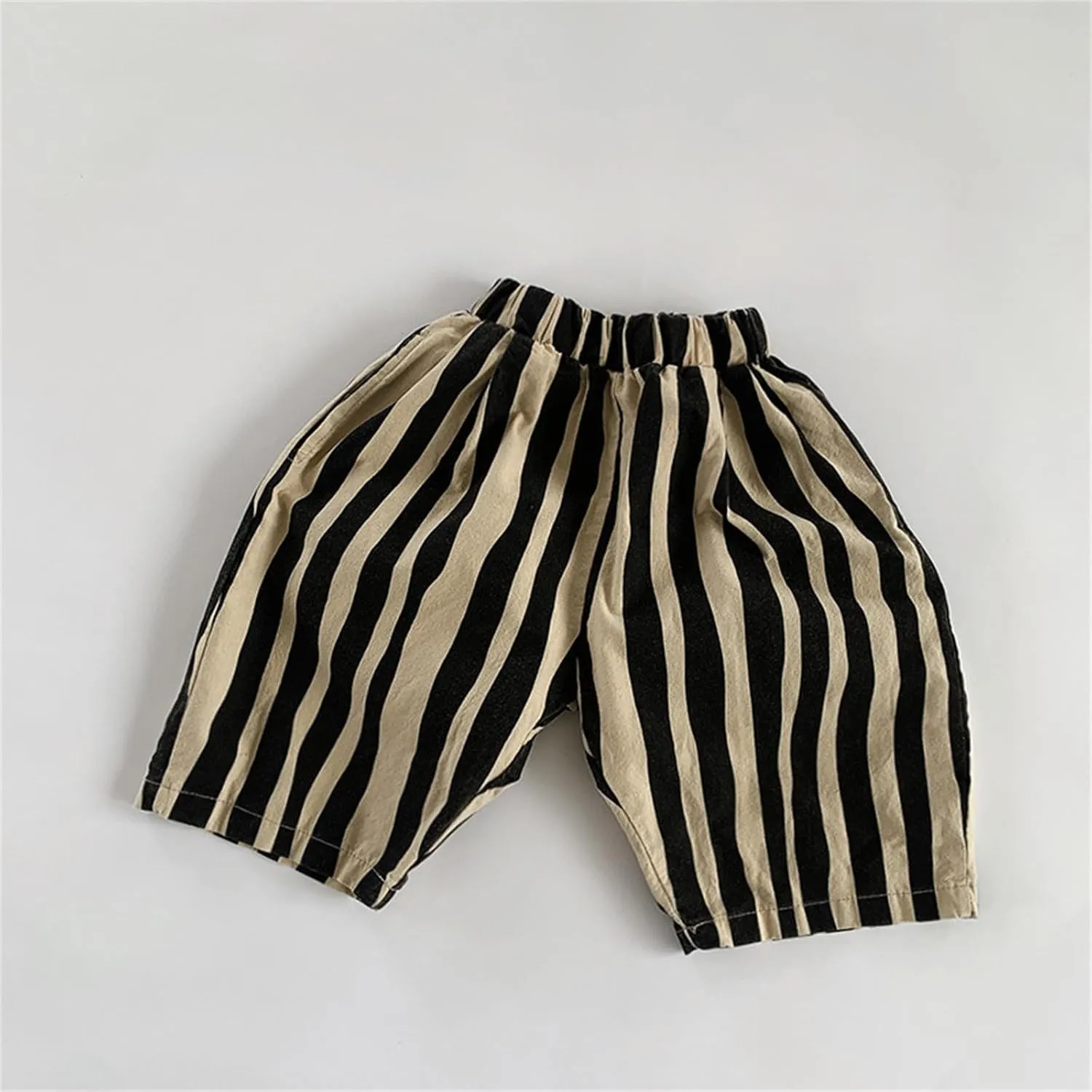 Boy's Classic Casual Pull on Pants Thin Cotton Stripe Elastics Waist Spring Summer Trousers Long Pants Youth Joggers