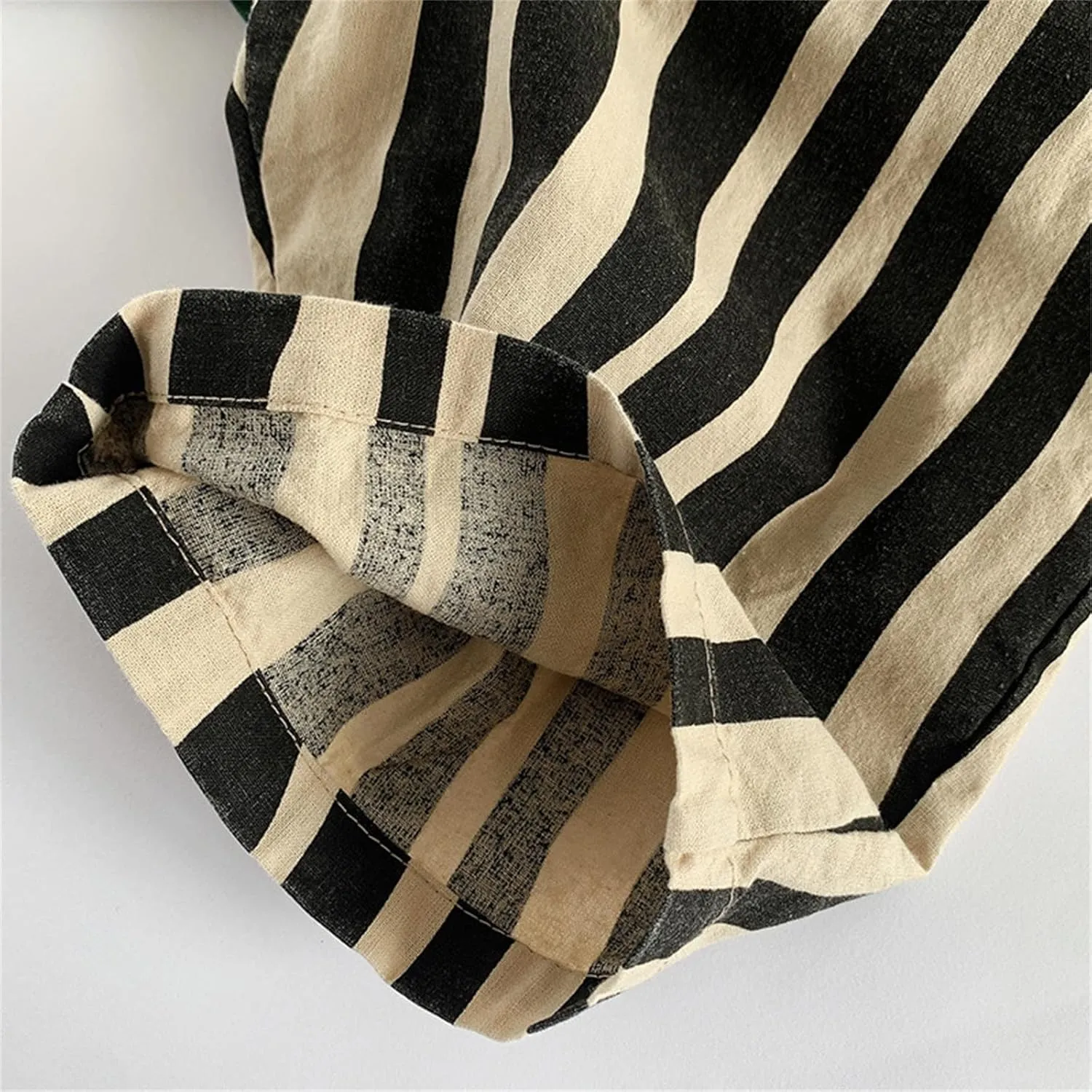 Boy's Classic Casual Pull on Pants Thin Cotton Stripe Elastics Waist Spring Summer Trousers Long Pants Youth Joggers