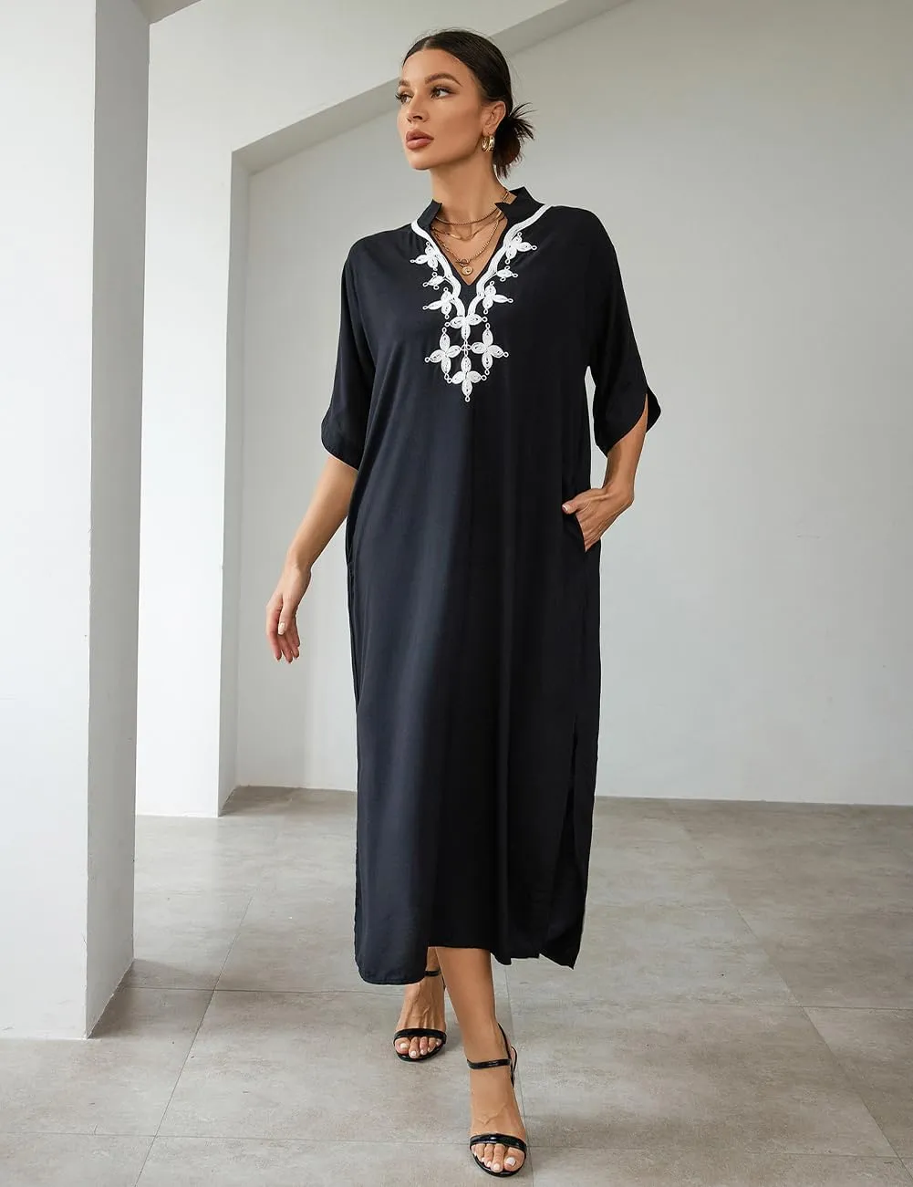 Bsubseach Kaftan Dresses for Women Bathing Suit Cover Ups Plus Size Caftan Beachwear