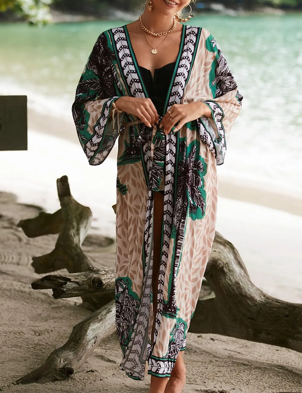 Bsubseach Kimono Swimsuit Cover Ups for Women Robe Pool Cover Up Long Beach Dress Colorful Cardigan for Swimwear