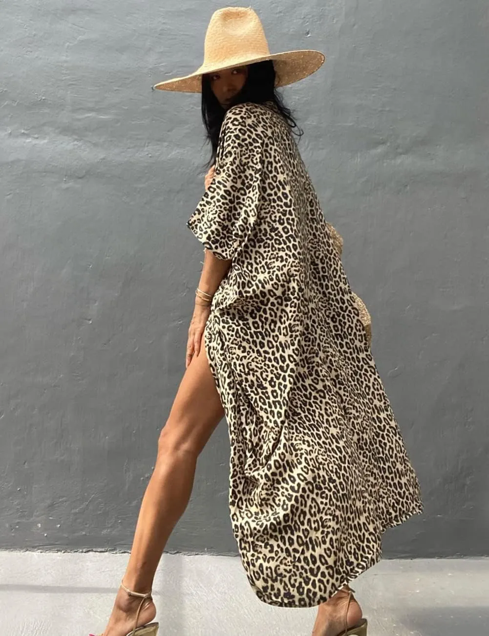 Bsubseach Stylish Tie Dye Open Front Long Kimono Swimsuit Cover Up for Women Swimwear Cover Ups