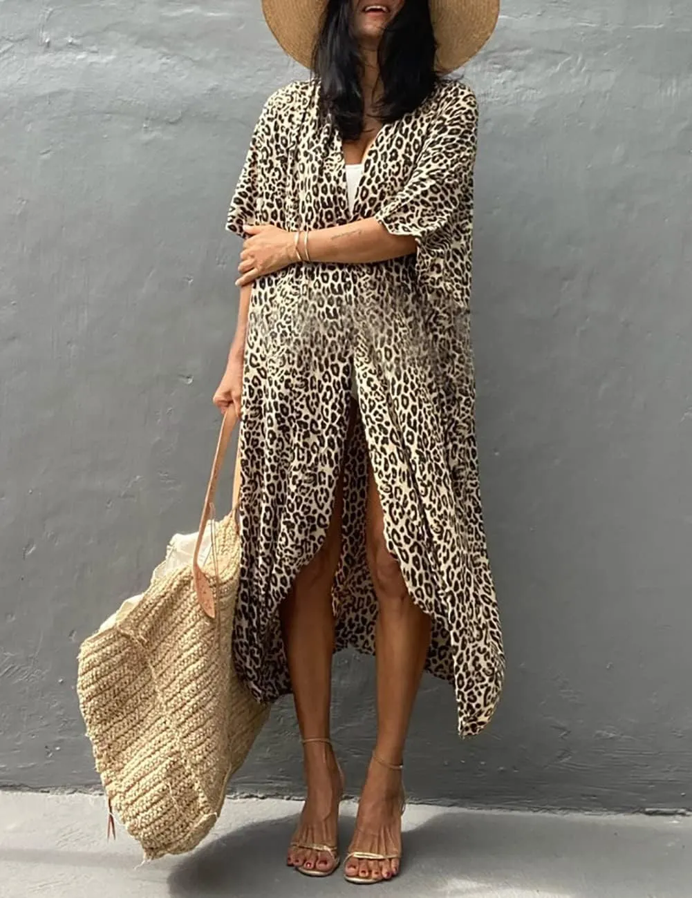Bsubseach Stylish Tie Dye Open Front Long Kimono Swimsuit Cover Up for Women Swimwear Cover Ups