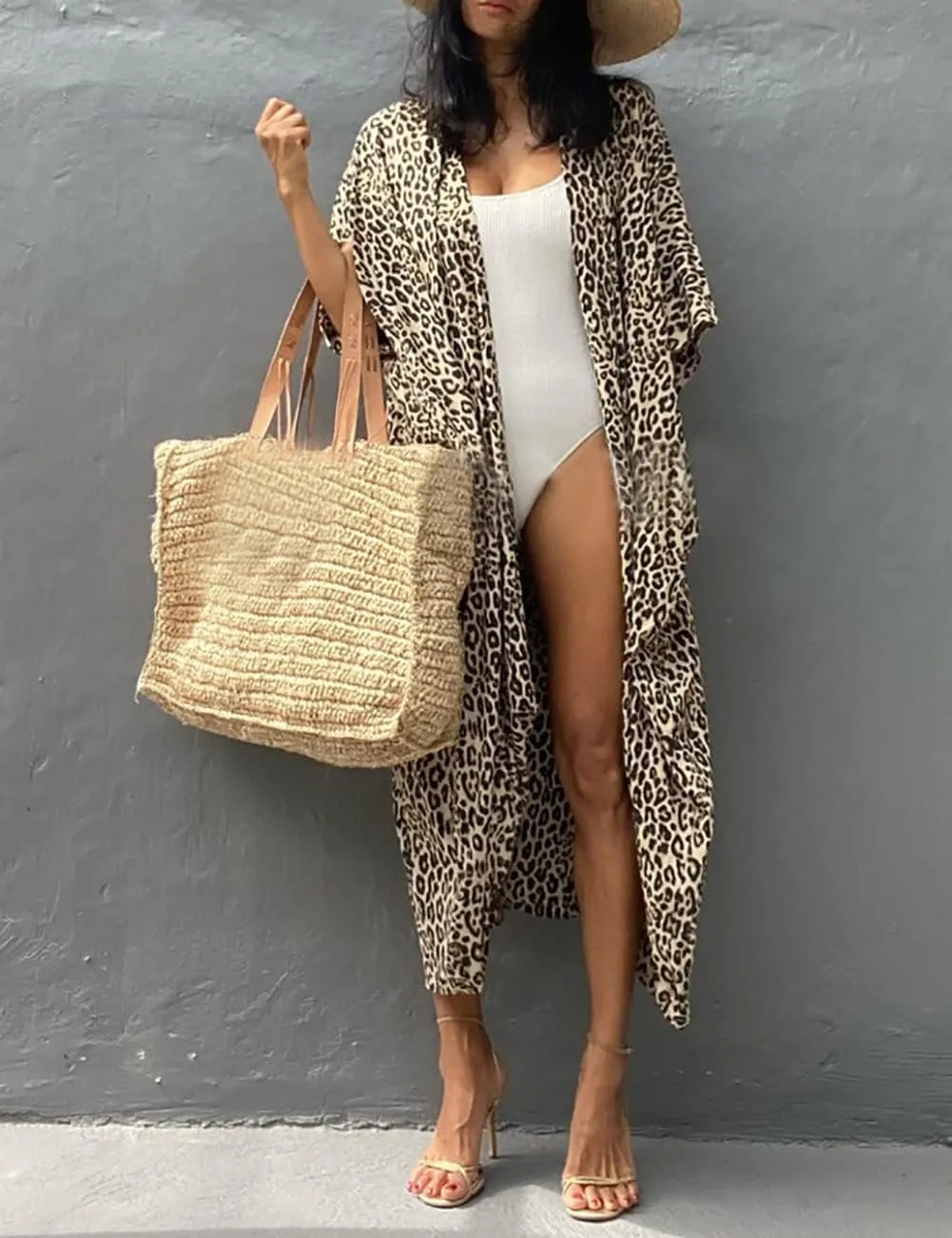 Bsubseach Stylish Tie Dye Open Front Long Kimono Swimsuit Cover Up for Women Swimwear Cover Ups