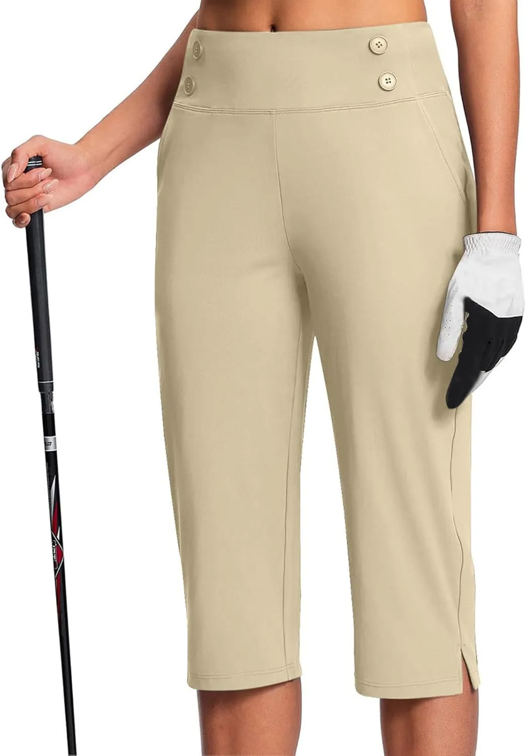 Capri Pants for Women Summer High Waisted Office Work Crop Pant Casual Stretch Wide Leg Yoga Capris with Pockets