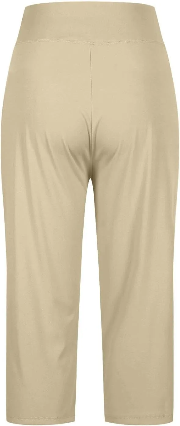 Capri Pants for Women Summer High Waisted Office Work Crop Pant Casual Stretch Wide Leg Yoga Capris with Pockets