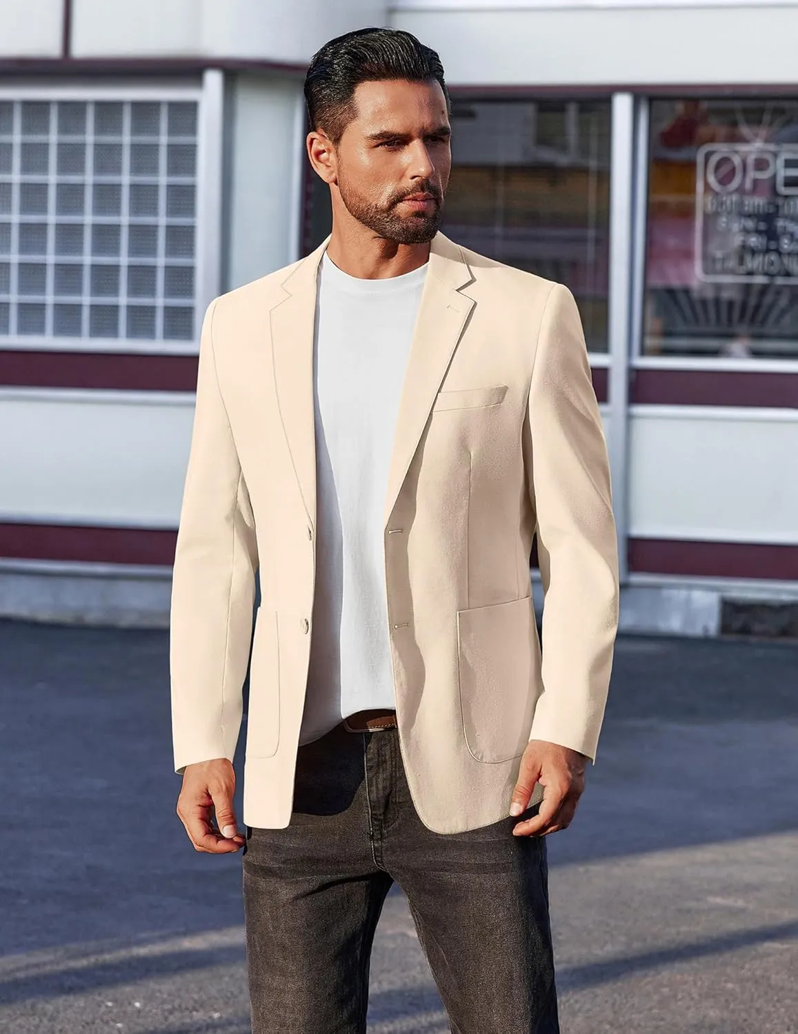 COOFANDY Men's Casual Linen Blazer Jacket Lightweight Sport Coats Two Button Suit Jackets