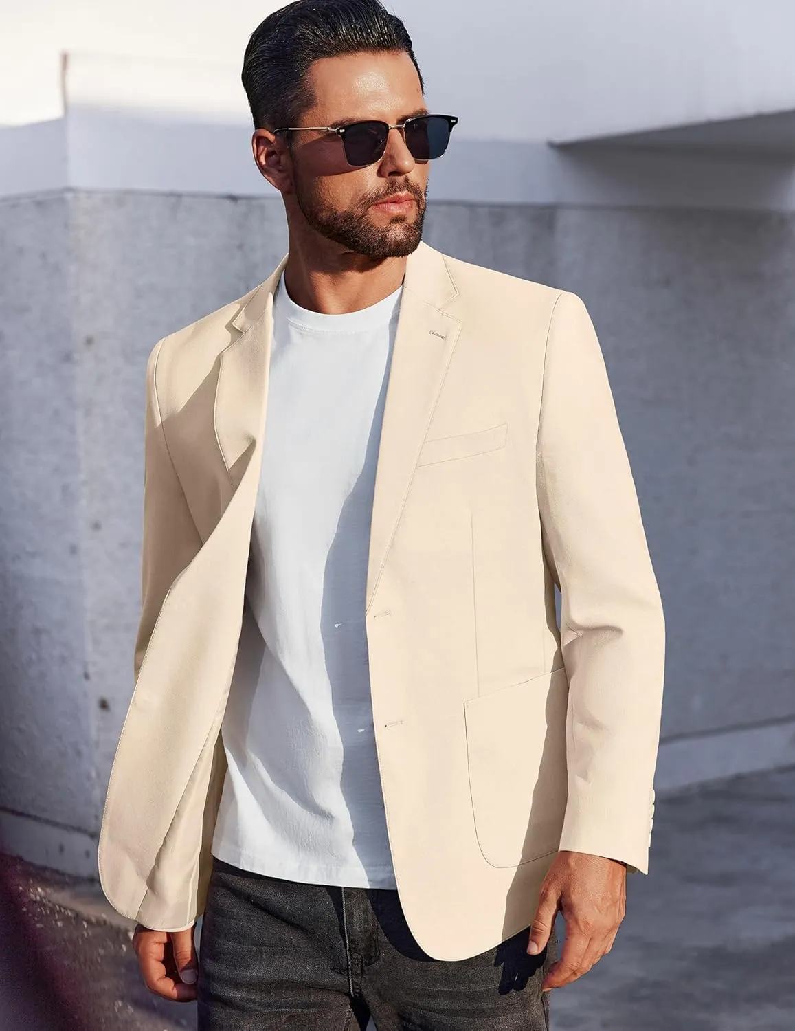 COOFANDY Men's Casual Linen Blazer Jacket Lightweight Sport Coats Two Button Suit Jackets