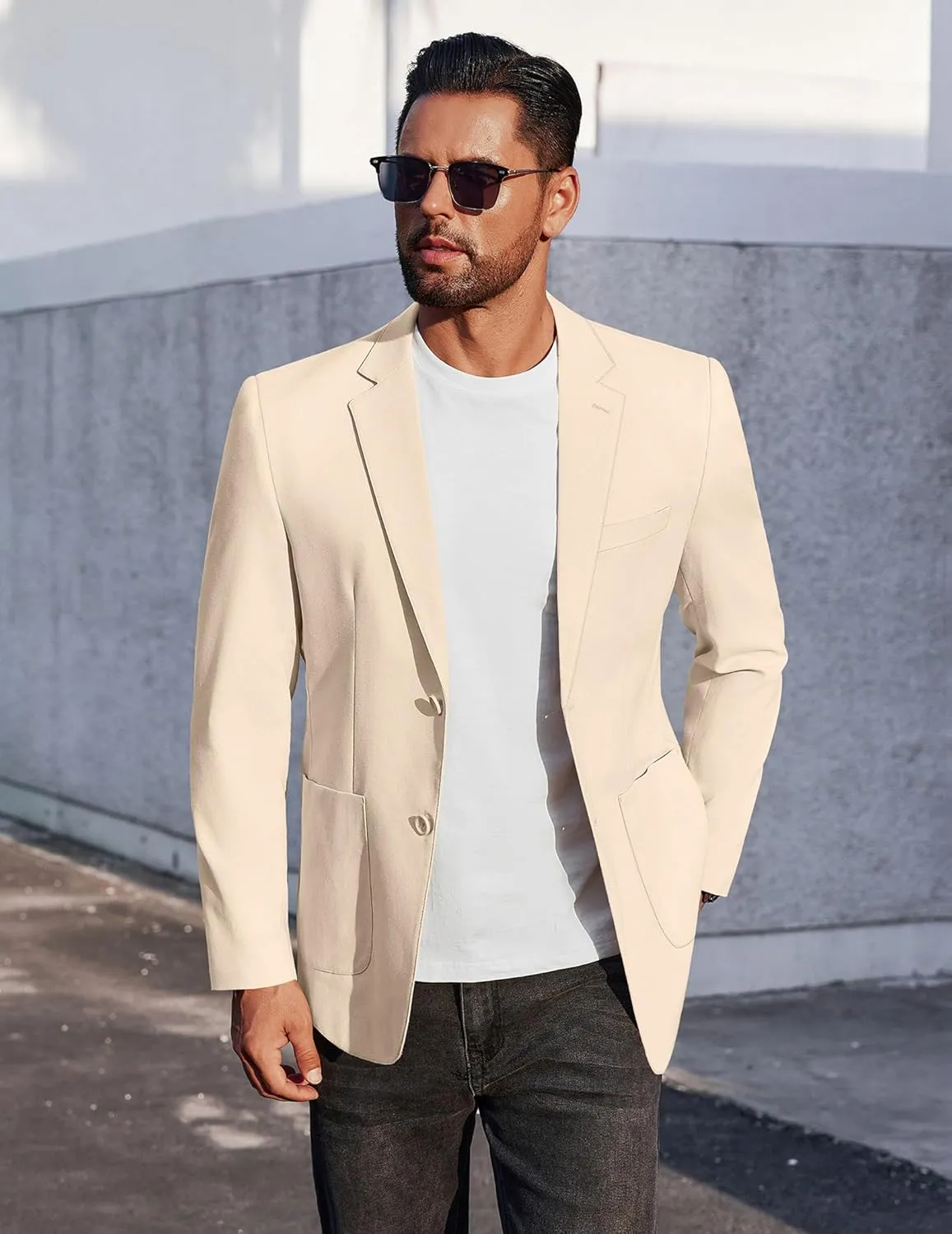 COOFANDY Men's Casual Linen Blazer Jacket Lightweight Sport Coats Two Button Suit Jackets