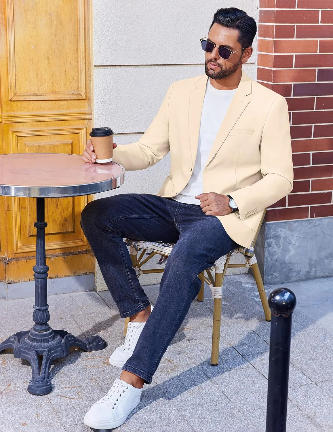 COOFANDY Men's Casual Linen Blazer Jacket Lightweight Sport Coats Two Button Suit Jackets
