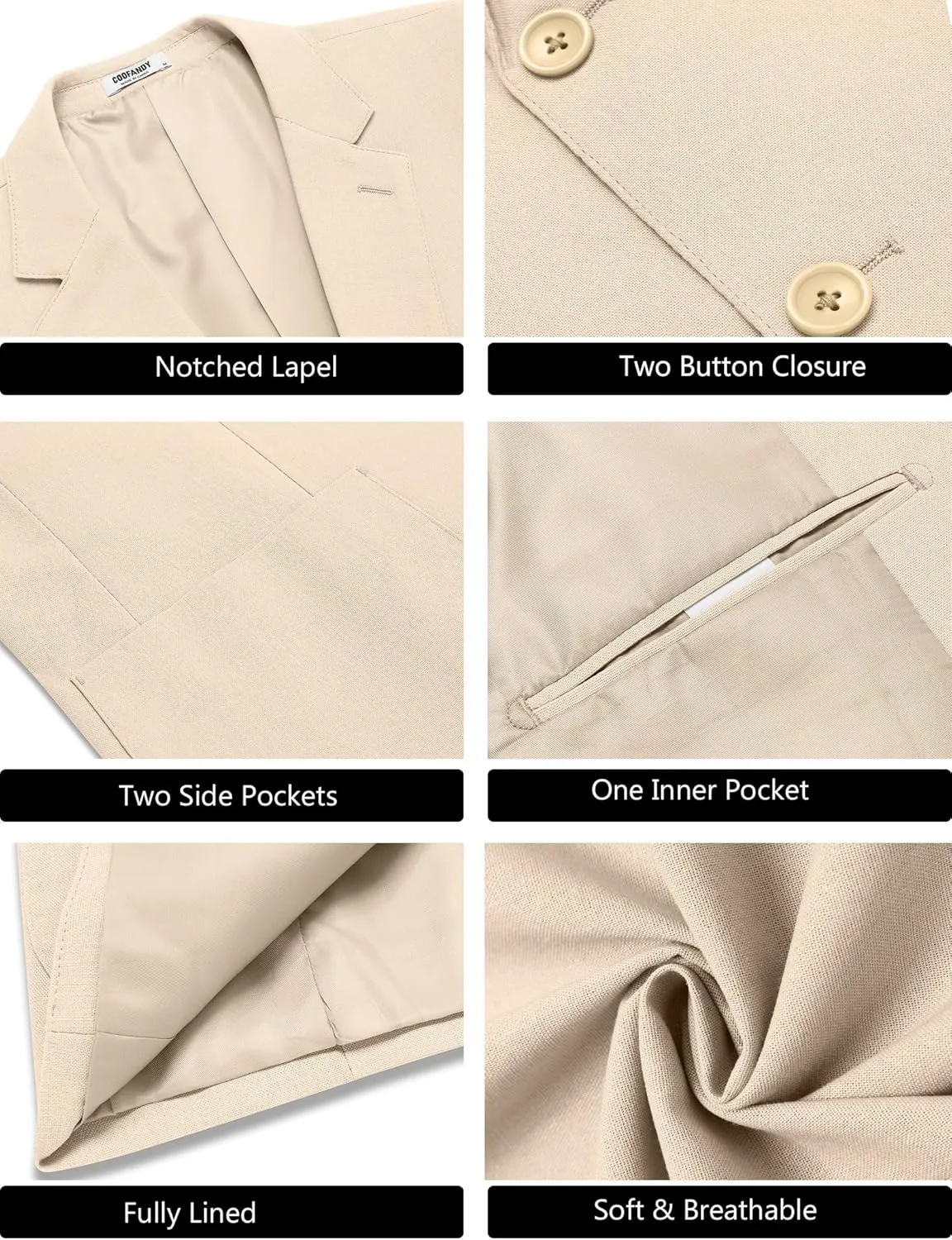 COOFANDY Men's Casual Linen Blazer Jacket Lightweight Sport Coats Two Button Suit Jackets