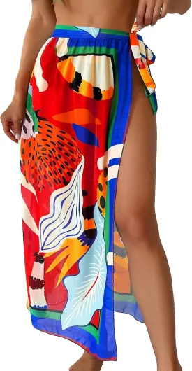 Floerns Women's Sheer Beach Swimwear Cover Up Wrap Skirt