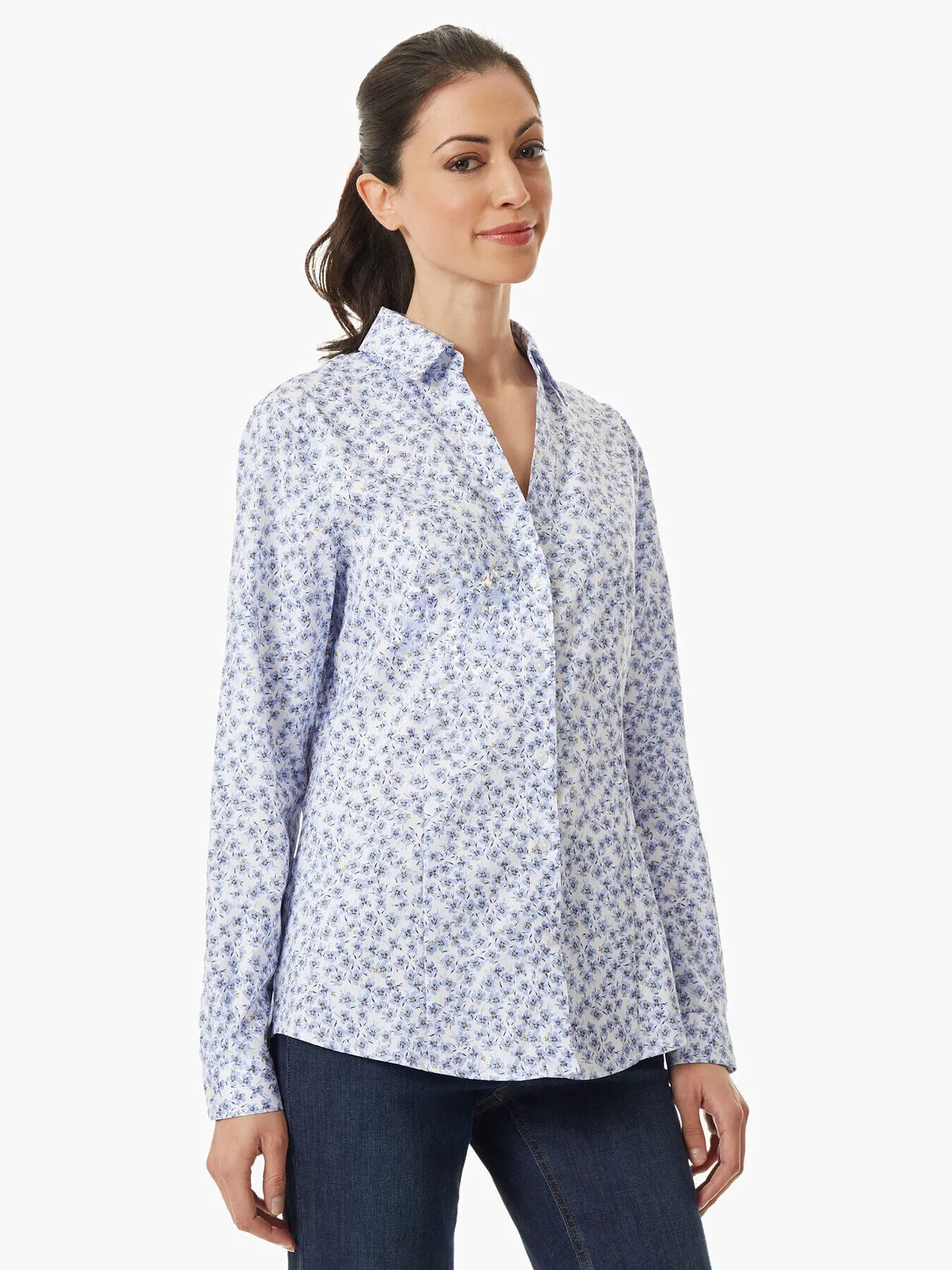 Floral Easy-Care Button-Up Shirt