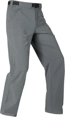 FREE SOLDIER Men's Outdoor Cargo Hiking Pants with Belt Lightweight Waterproof Quick Dry Tactical Pants Nylon Spandex