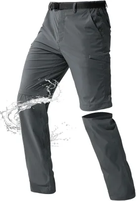 FREE SOLDIER Men's Outdoor Convertible Hiking Pants with Belt Lightweight Quick Dry Tactical Cargo Pants Nylon Spandex