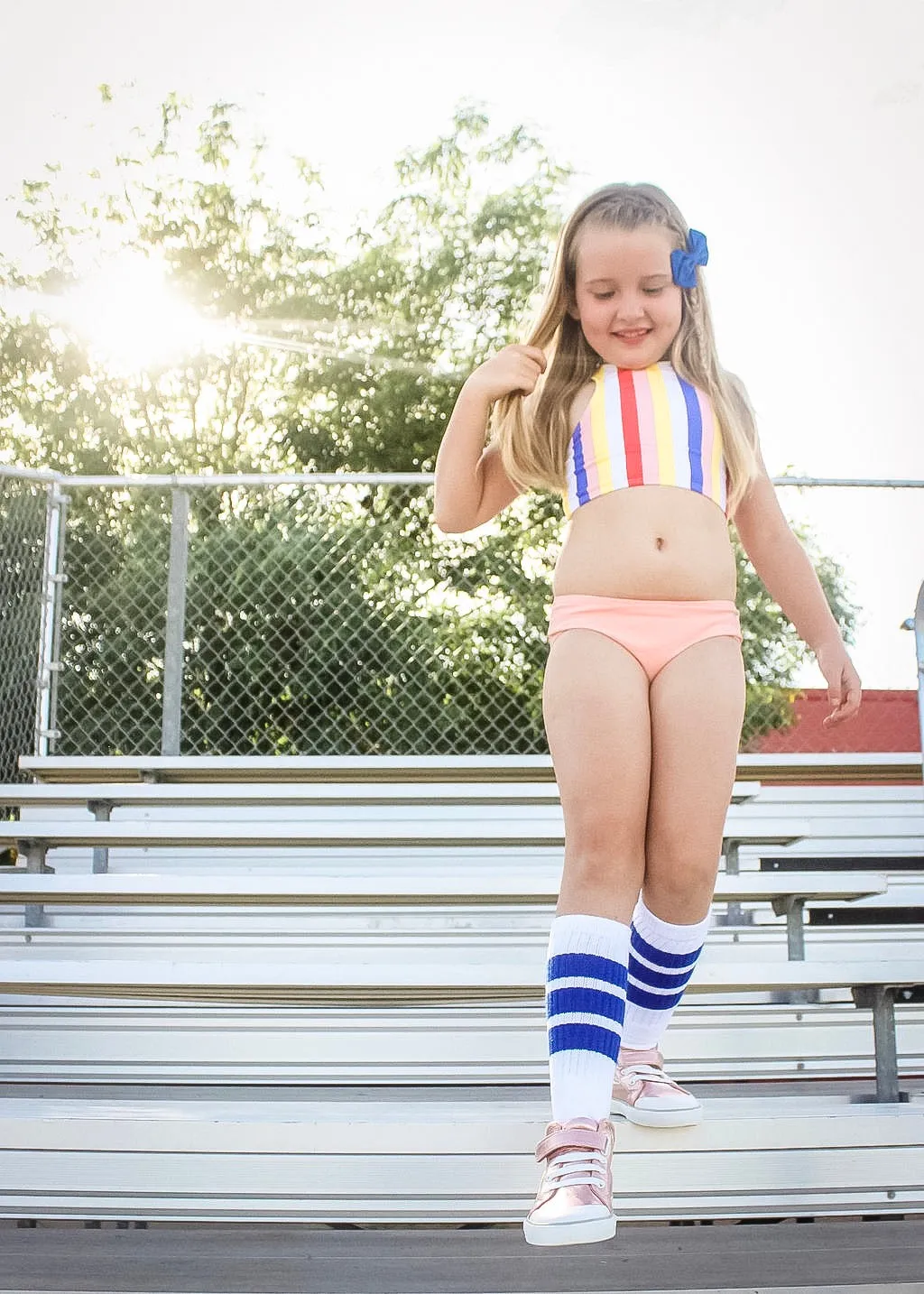 Girls Halter Top Bikini Set (2 Piece) | "Multi Stripe"