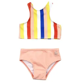 Girls Halter Top Bikini Set (2 Piece) | "Multi Stripe"