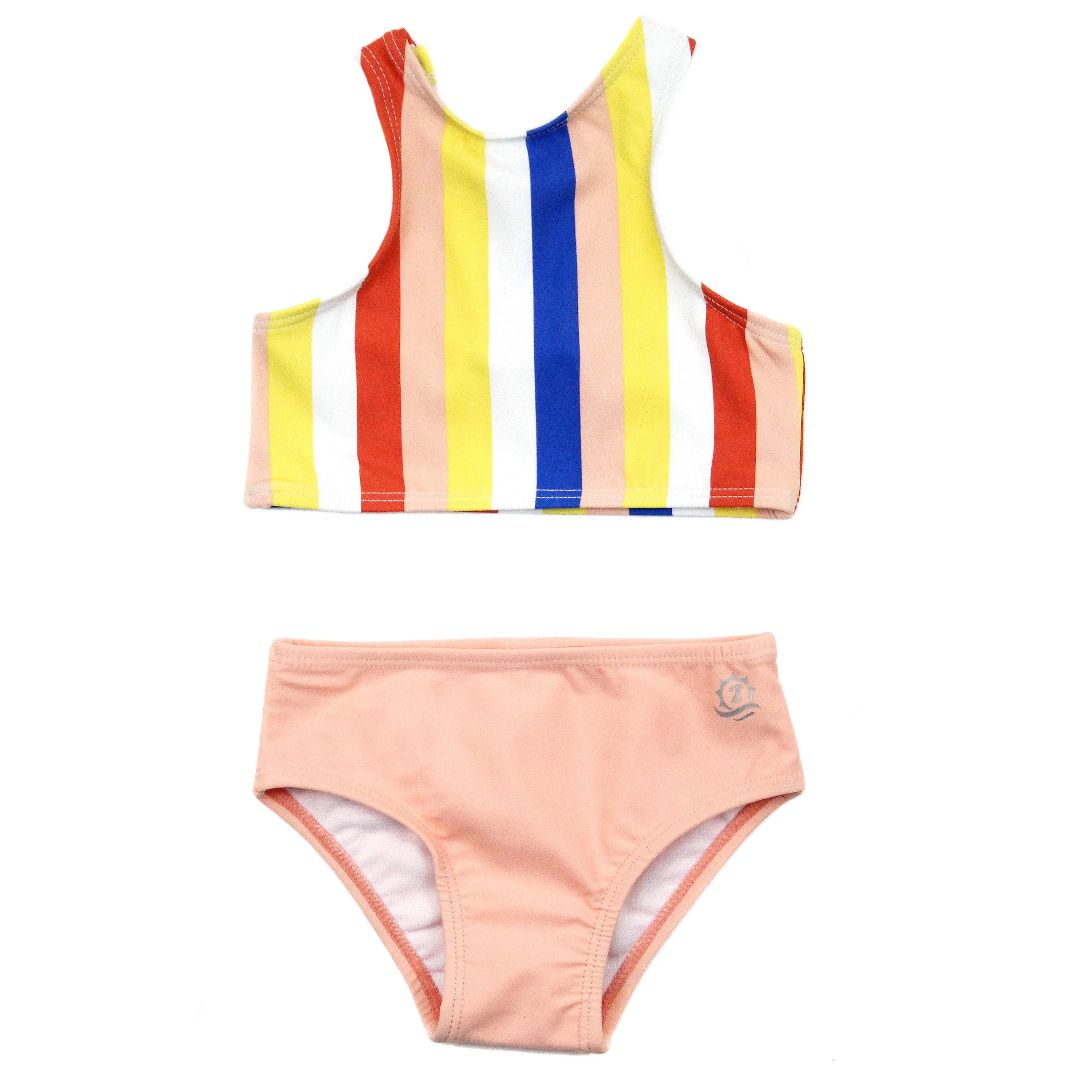 Girls Halter Top Bikini Set (2 Piece) | "Multi Stripe"