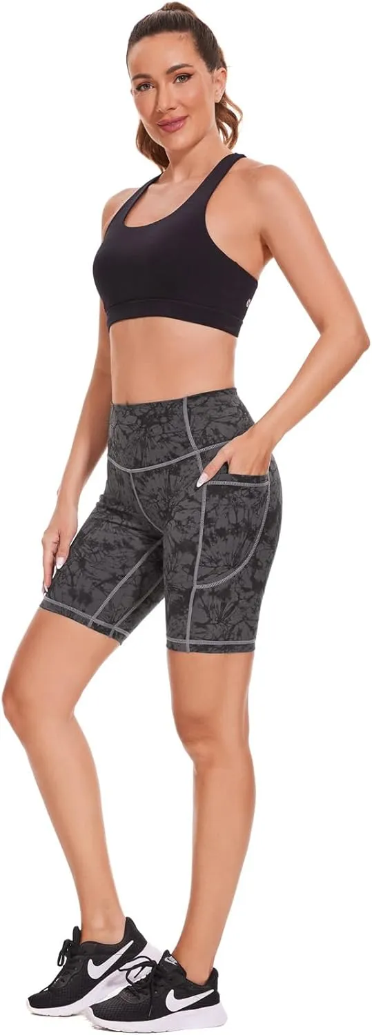 iniber Womens Biker Shorts with Pockets High Waist Workout Yoga Spandex Athletic Bicycle Leggings Shorts for Running