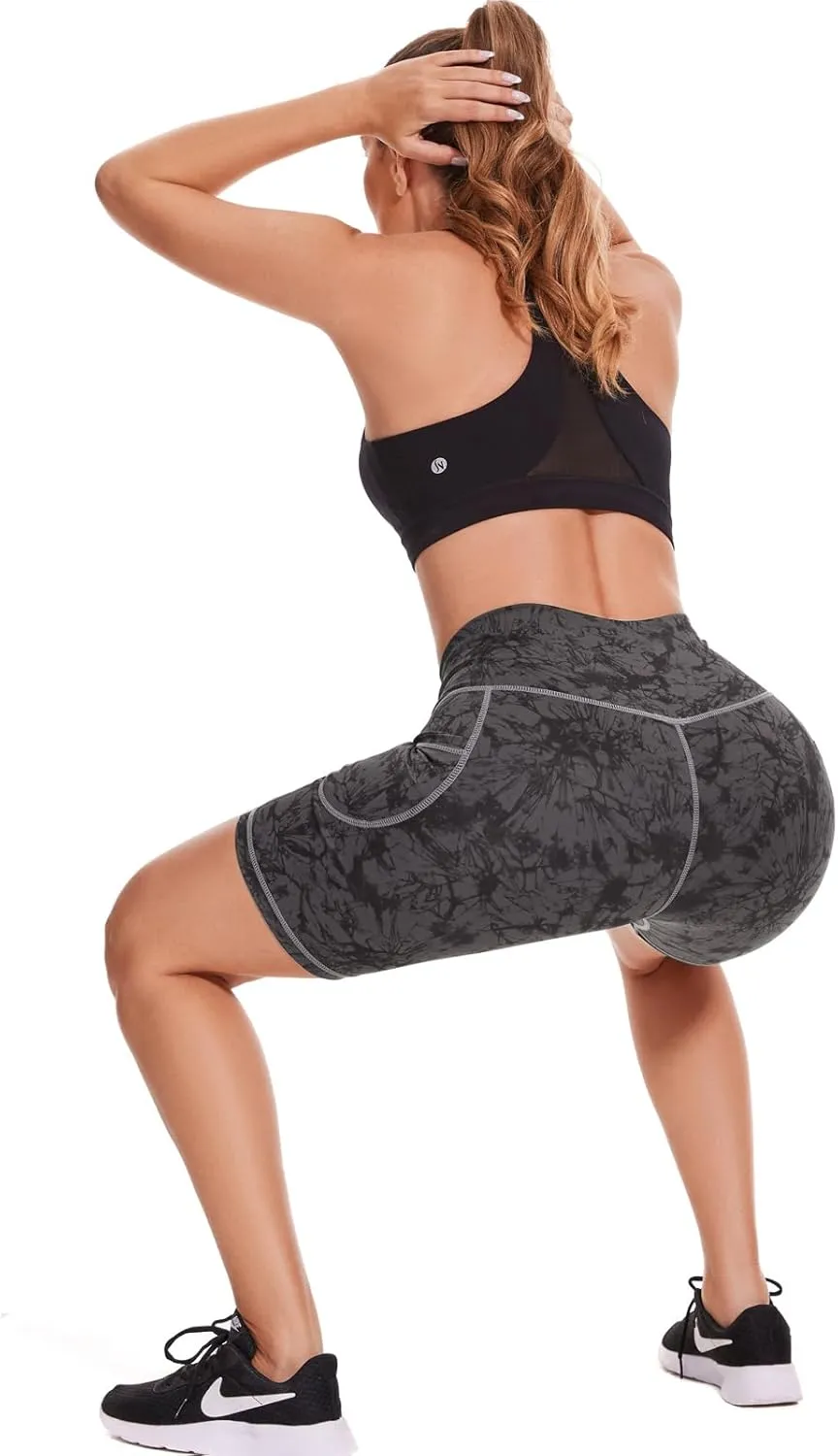 iniber Womens Biker Shorts with Pockets High Waist Workout Yoga Spandex Athletic Bicycle Leggings Shorts for Running