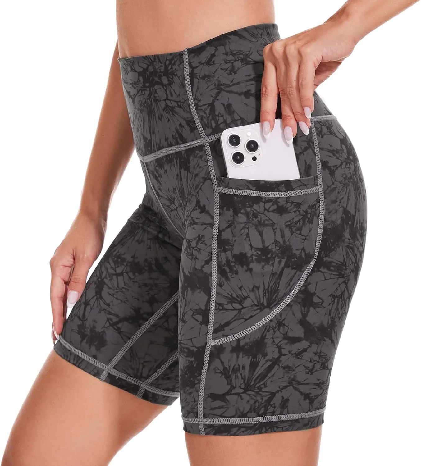 iniber Womens Biker Shorts with Pockets High Waist Workout Yoga Spandex Athletic Bicycle Leggings Shorts for Running