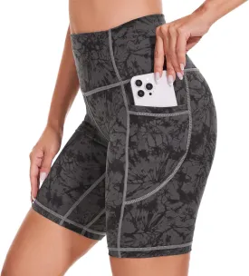 iniber Womens Biker Shorts with Pockets High Waist Workout Yoga Spandex Athletic Bicycle Leggings Shorts for Running