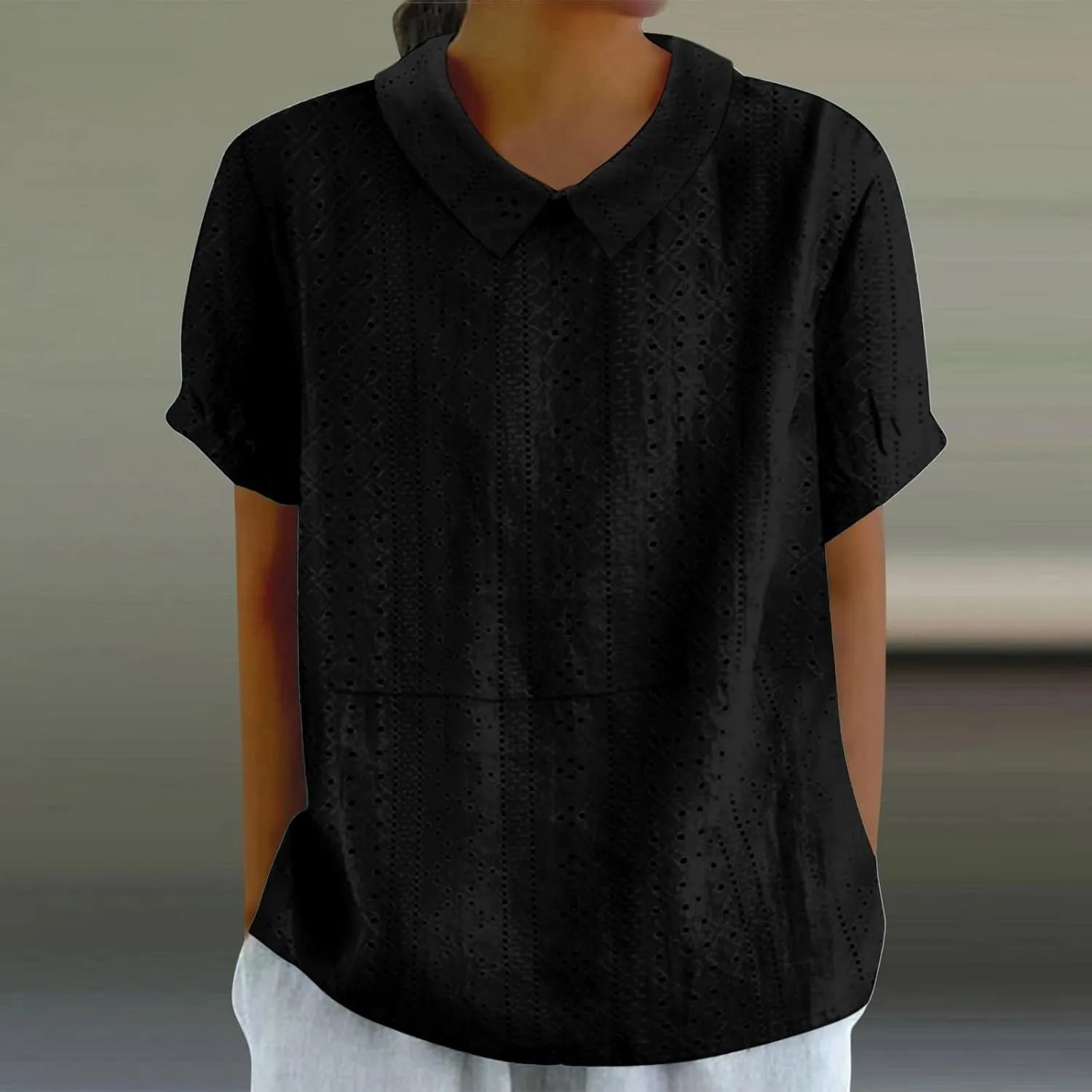 LCMTWX Casual V Neck Button Down Shirts for Women Linen Loose Large Size Thin Lapel Shirt Short Sleeved Blouse Women'S