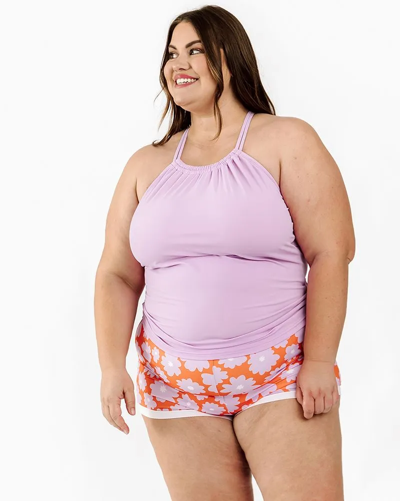 Lilac Double-Cinch Tankini Top