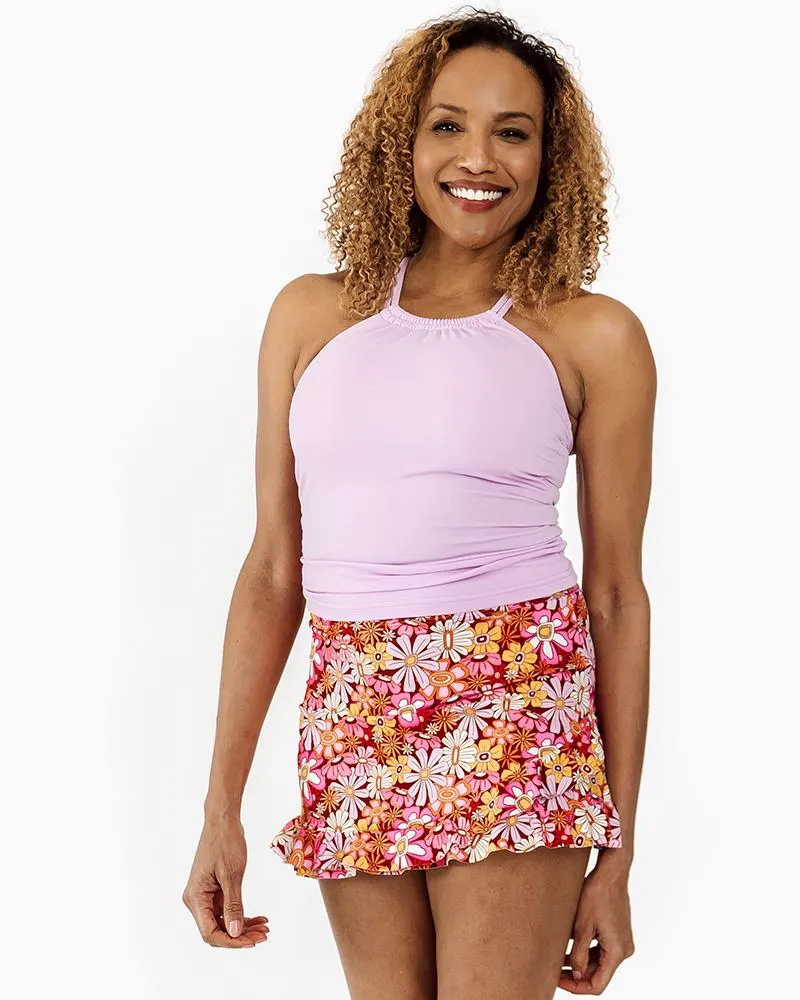 Lilac Double-Cinch Tankini Top