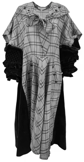 Maison Margiela Spliced Checked Midi Dress in Grey and Black