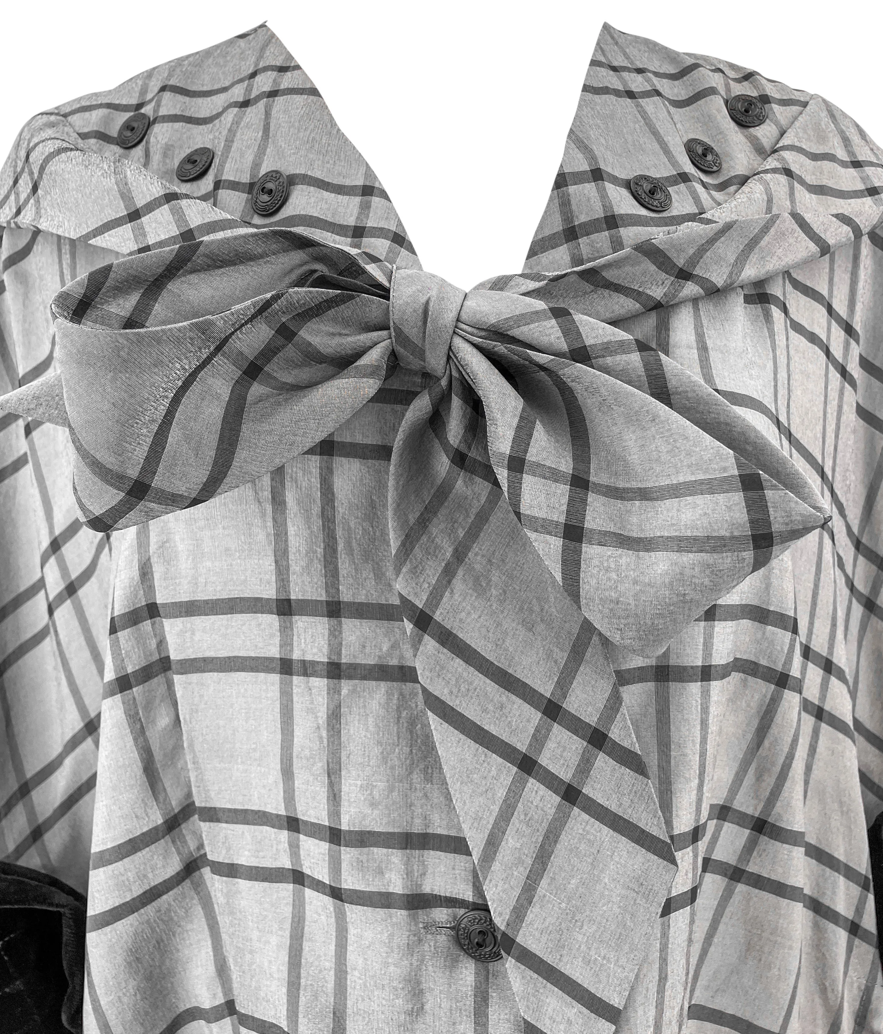 Maison Margiela Spliced Checked Midi Dress in Grey and Black