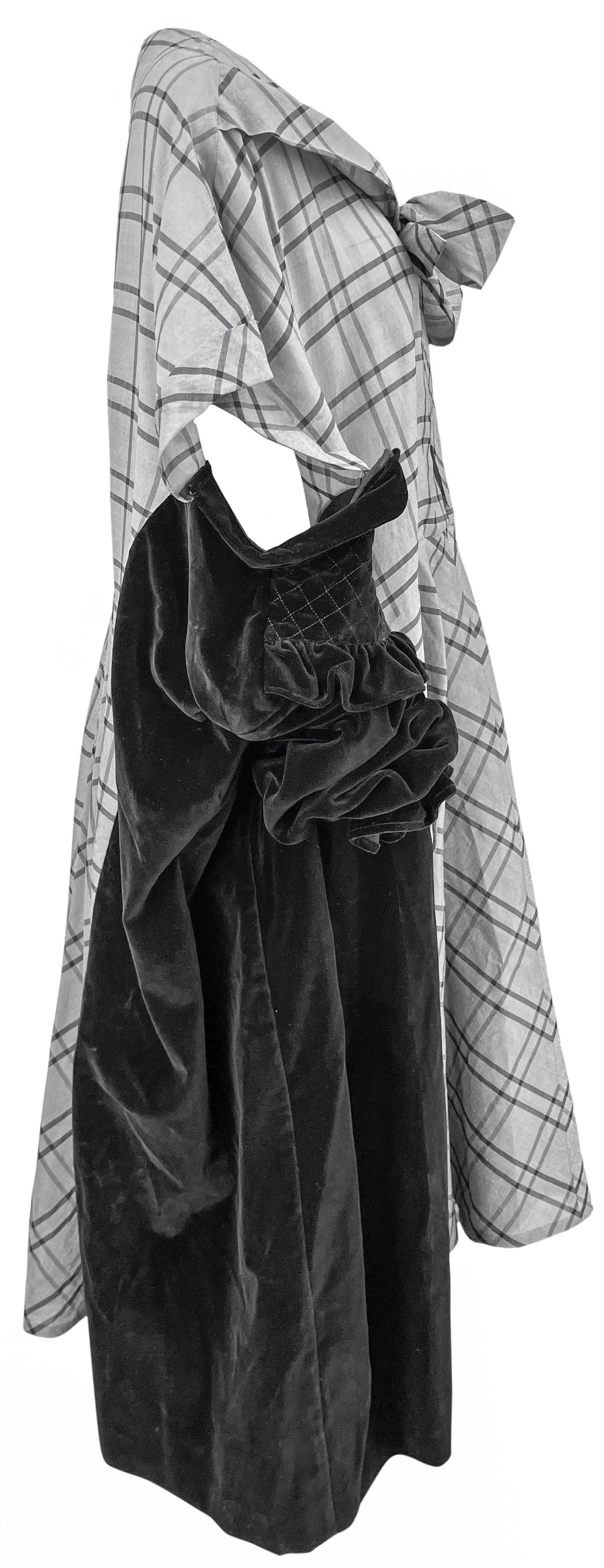 Maison Margiela Spliced Checked Midi Dress in Grey and Black