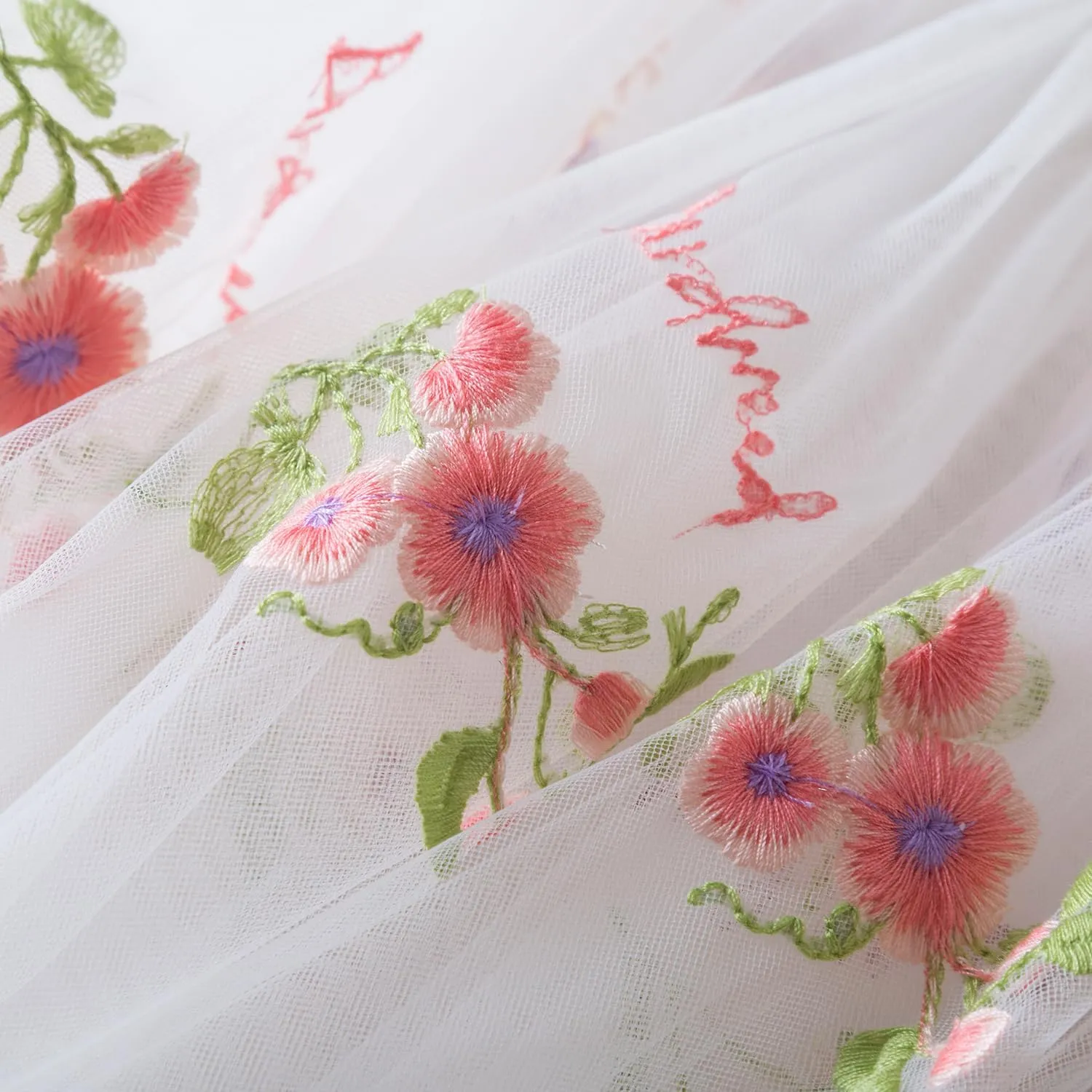NNJXD Baby Girl Tulle Dress Casual Flower Embroidery Toddler Dresses