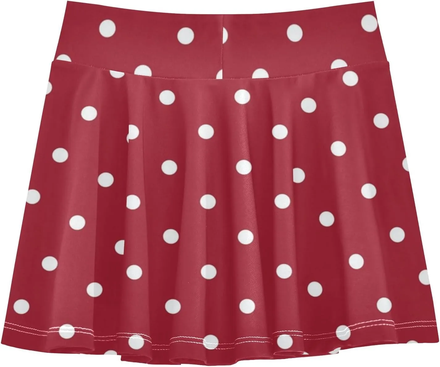 Red Polka Dot Teen Girls Lightweight Tennis Golf Skirts with Spandex Liner, Easy to Move Golf Skorts for Running Yoga Age 3-4