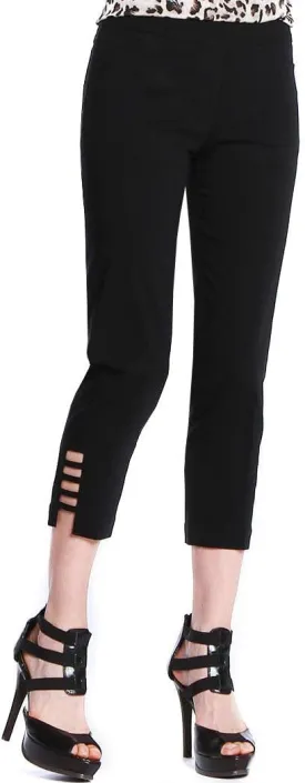 SLIM-SATION Women's Plus Size Pull on Solid Crop with Real Front & Back Pockets & Straps