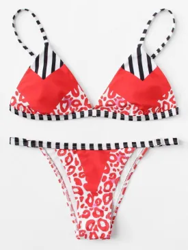 Striped Leopard Bikini Set