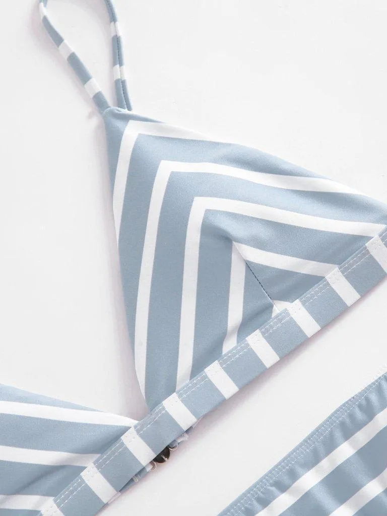 Striped Triangle Bikini Set