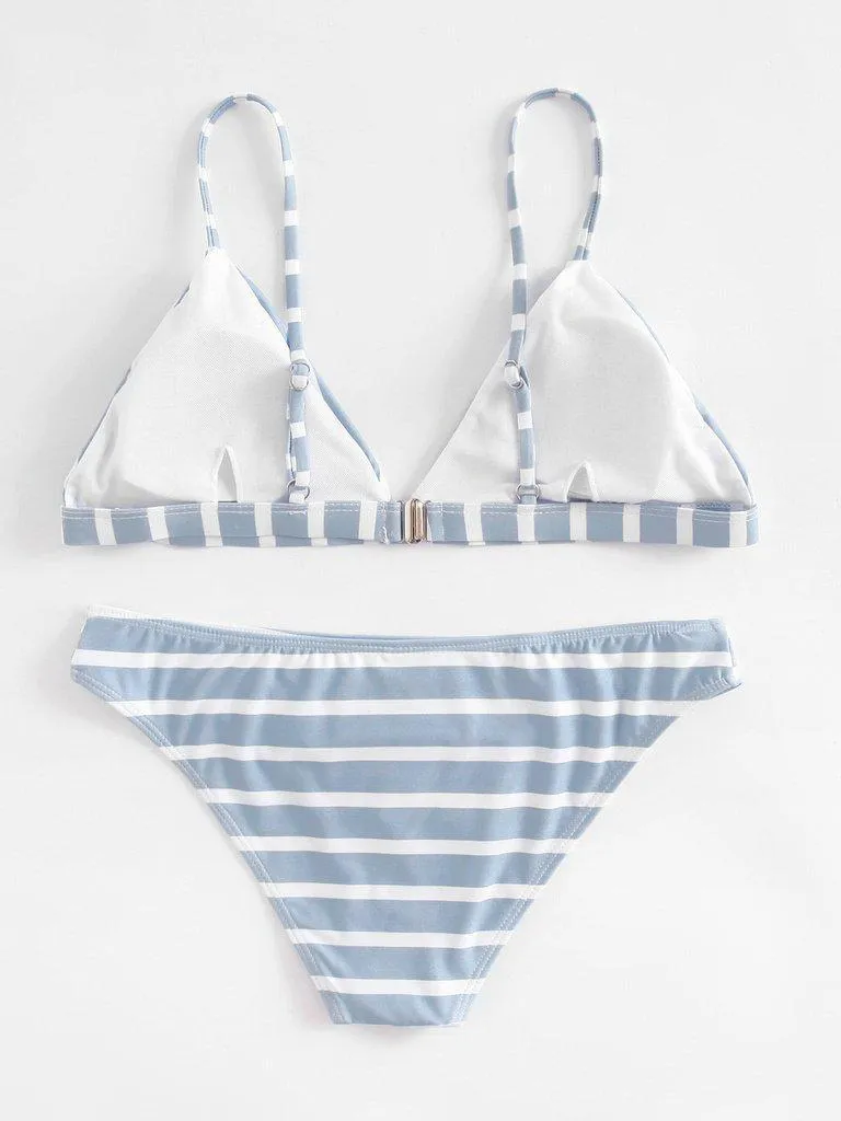 Striped Triangle Bikini Set