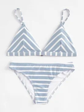 Striped Triangle Bikini Set