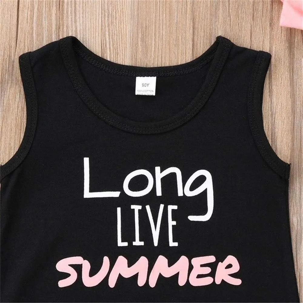Toddler Baby Girl Boy Fringe Outfits Tank Top Tassel Shorts  Headband Summer Clothes Set