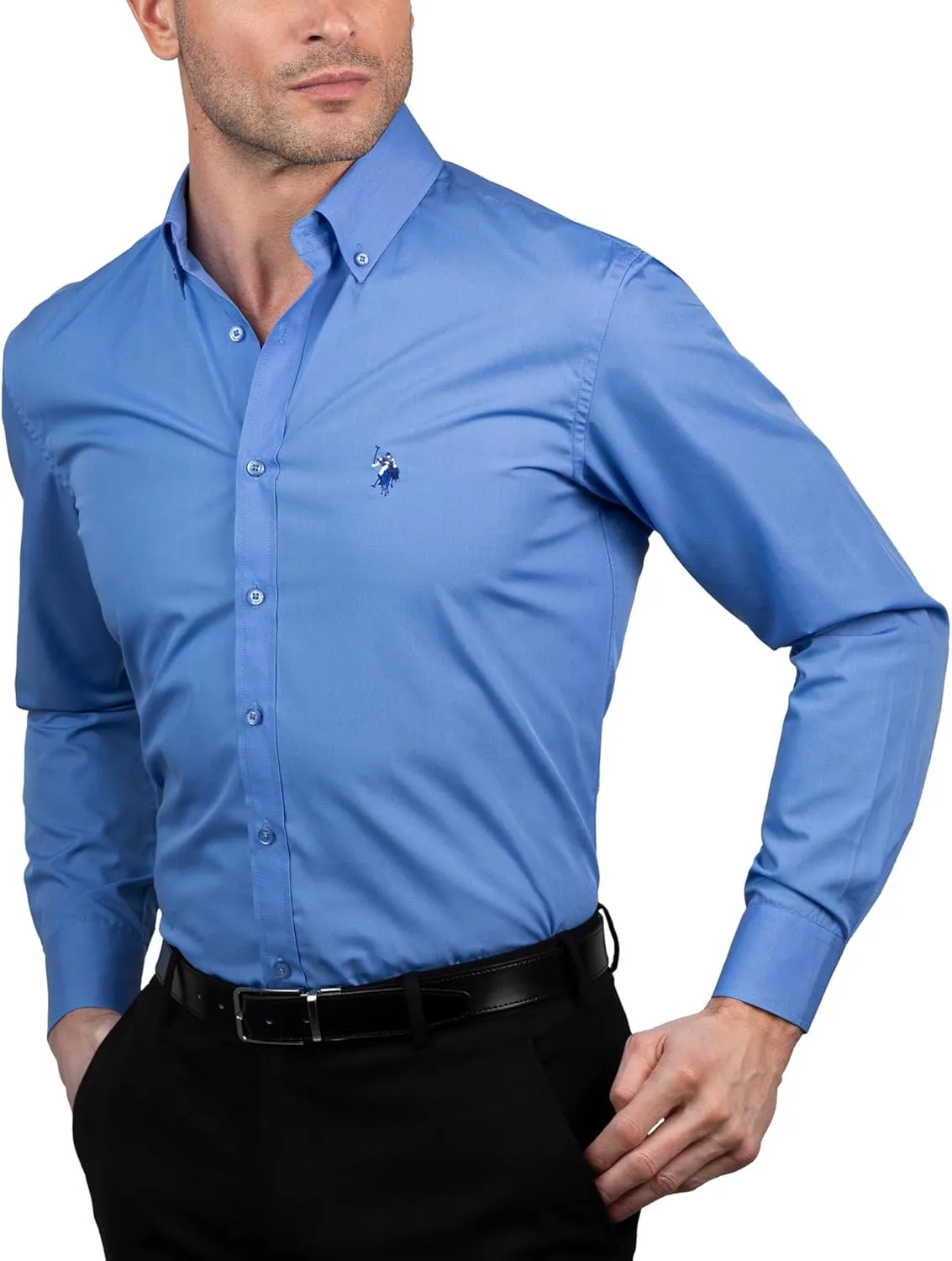 U.S. Polo Assn. Regular Fit Long Sleeve Button Down Dress Shirts for Men Wrinkle Free Long Sleeve Shirt Mens Formal Stretch