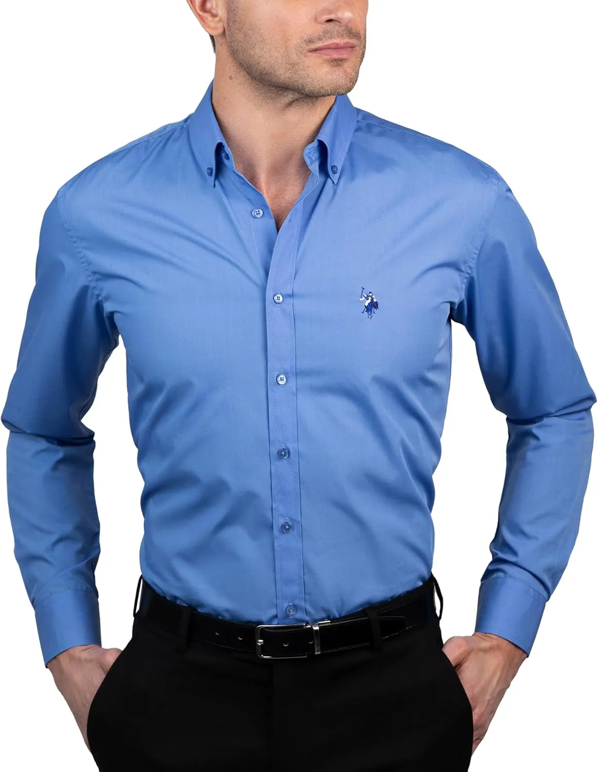 U.S. Polo Assn. Regular Fit Long Sleeve Button Down Dress Shirts for Men Wrinkle Free Long Sleeve Shirt Mens Formal Stretch