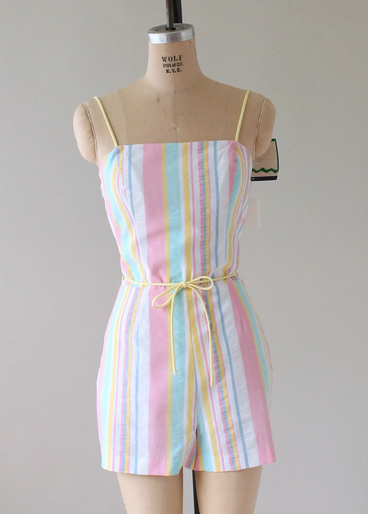 Vintage 1970s Sea Waves Pastel Striped Playsuit