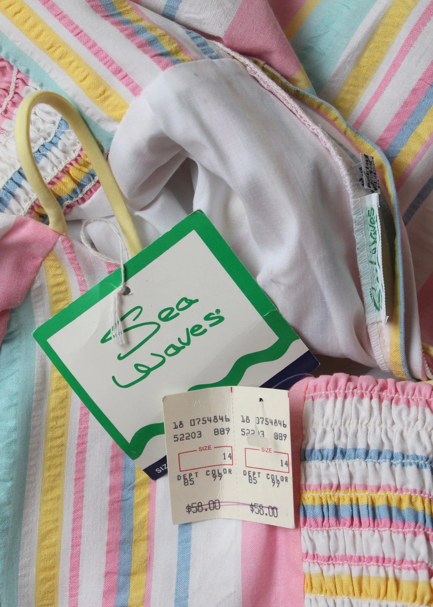 Vintage 1970s Sea Waves Pastel Striped Playsuit