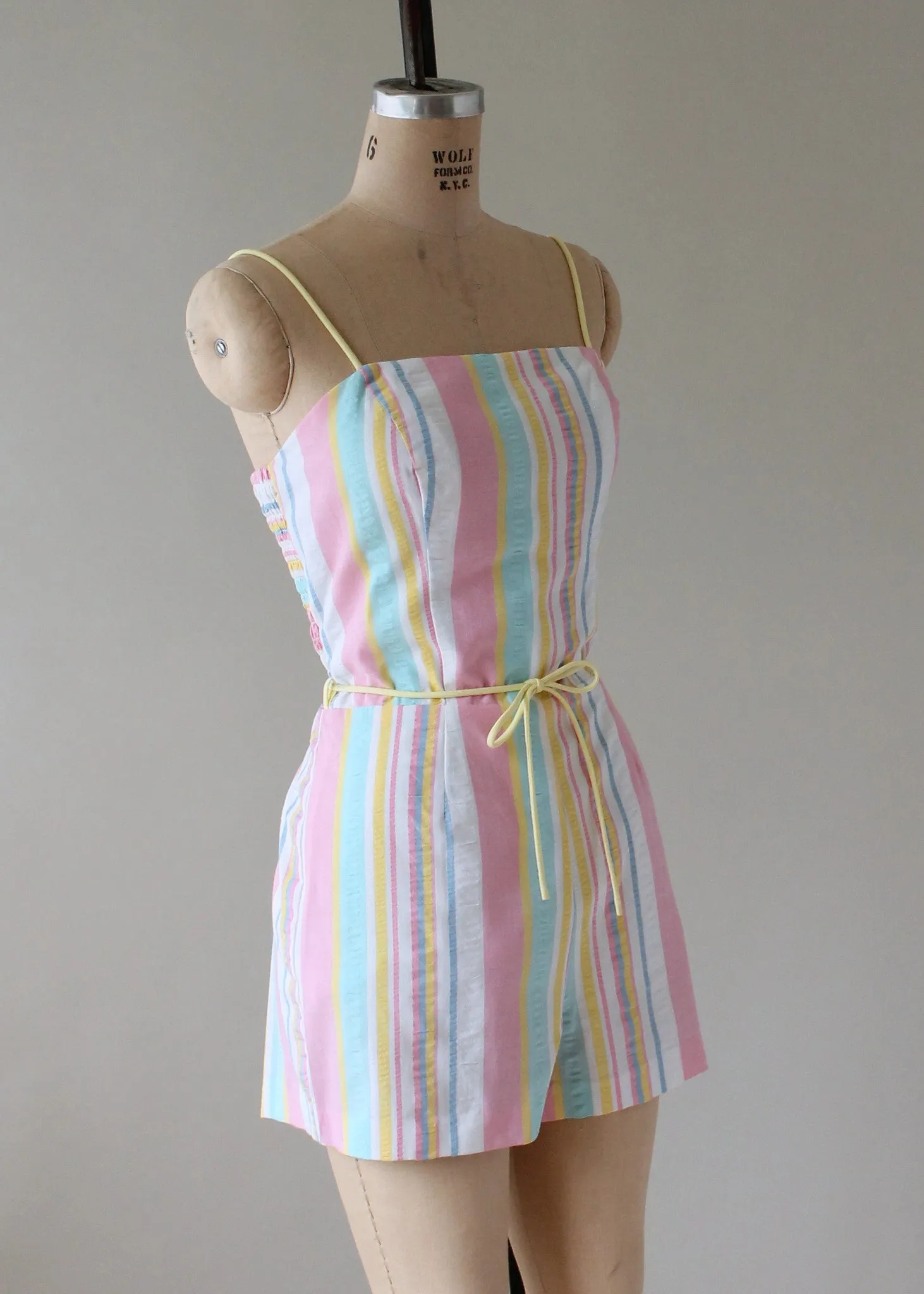 Vintage 1970s Sea Waves Pastel Striped Playsuit