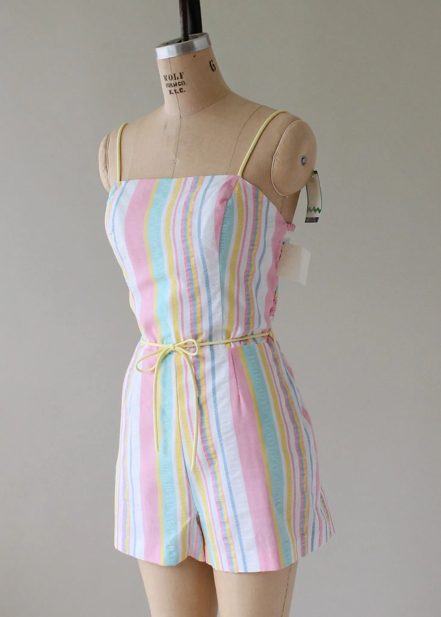 Vintage 1970s Sea Waves Pastel Striped Playsuit