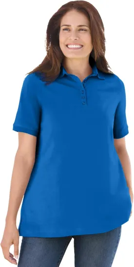 Woman Within Plus Size Perfect Short-Sleeve Polo Shirt