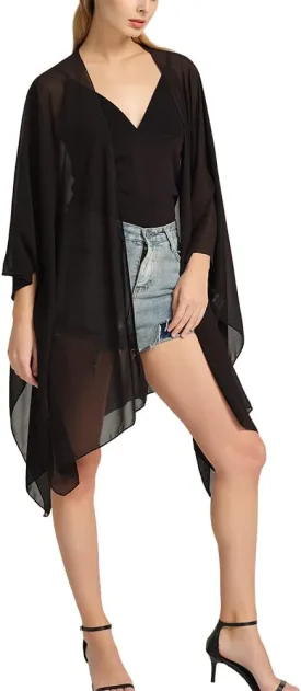 Women's Bohemian Floral Chiffon Beach Cover up Swimsuit Kimono Summer Swimwear Cardigans