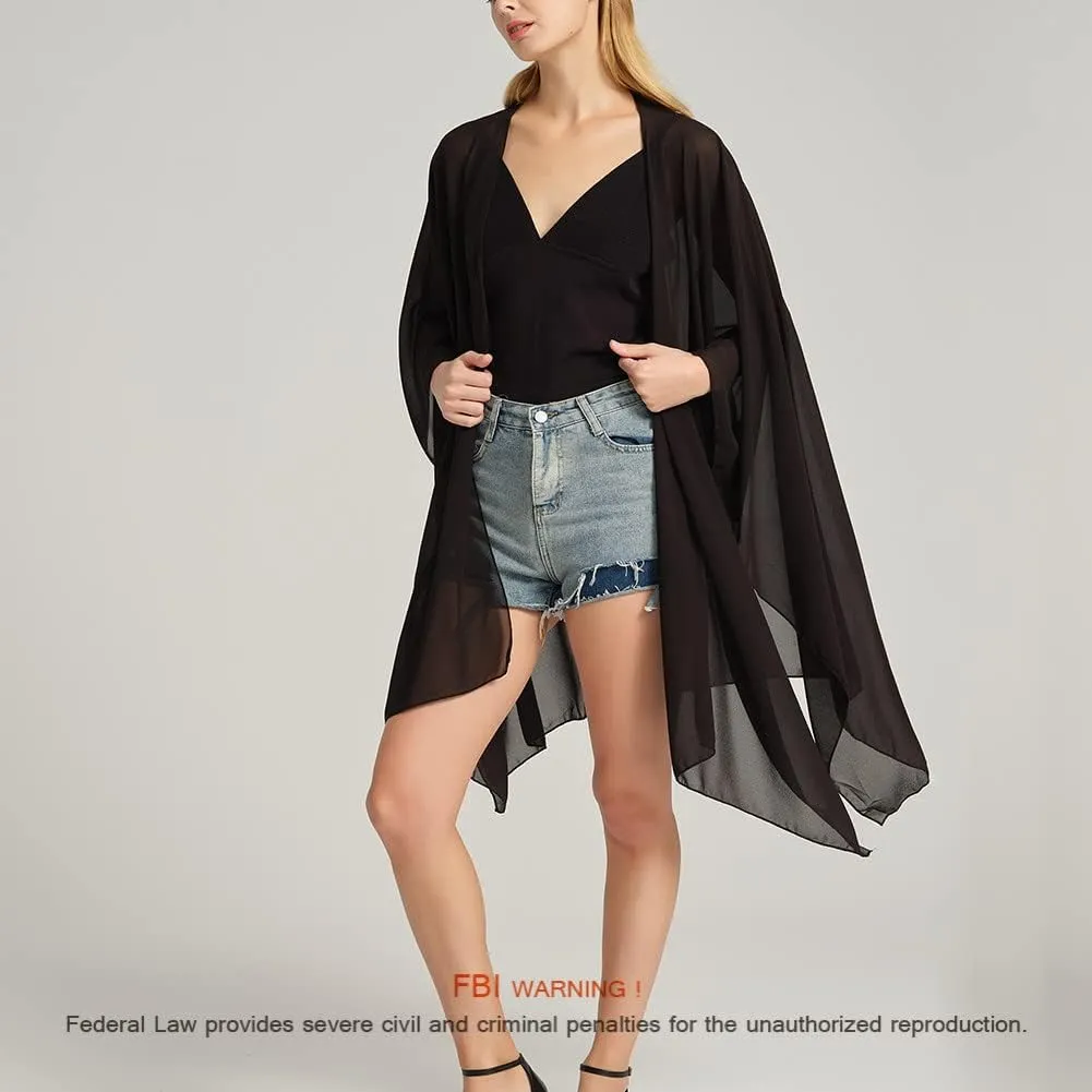 Women's Bohemian Floral Chiffon Beach Cover up Swimsuit Kimono Summer Swimwear Cardigans